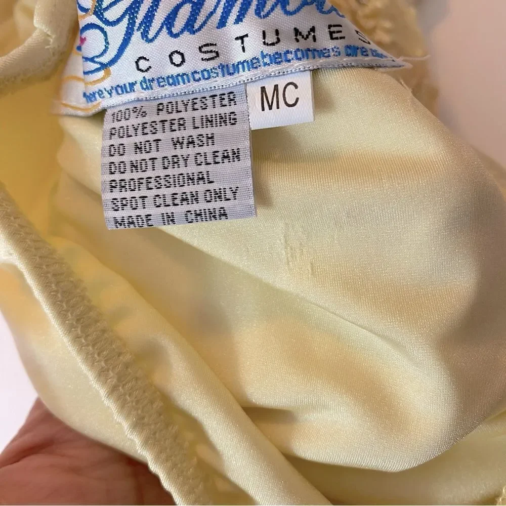 Glamour solo dance costume leotard pale yellow embellished rhinestone lace MC